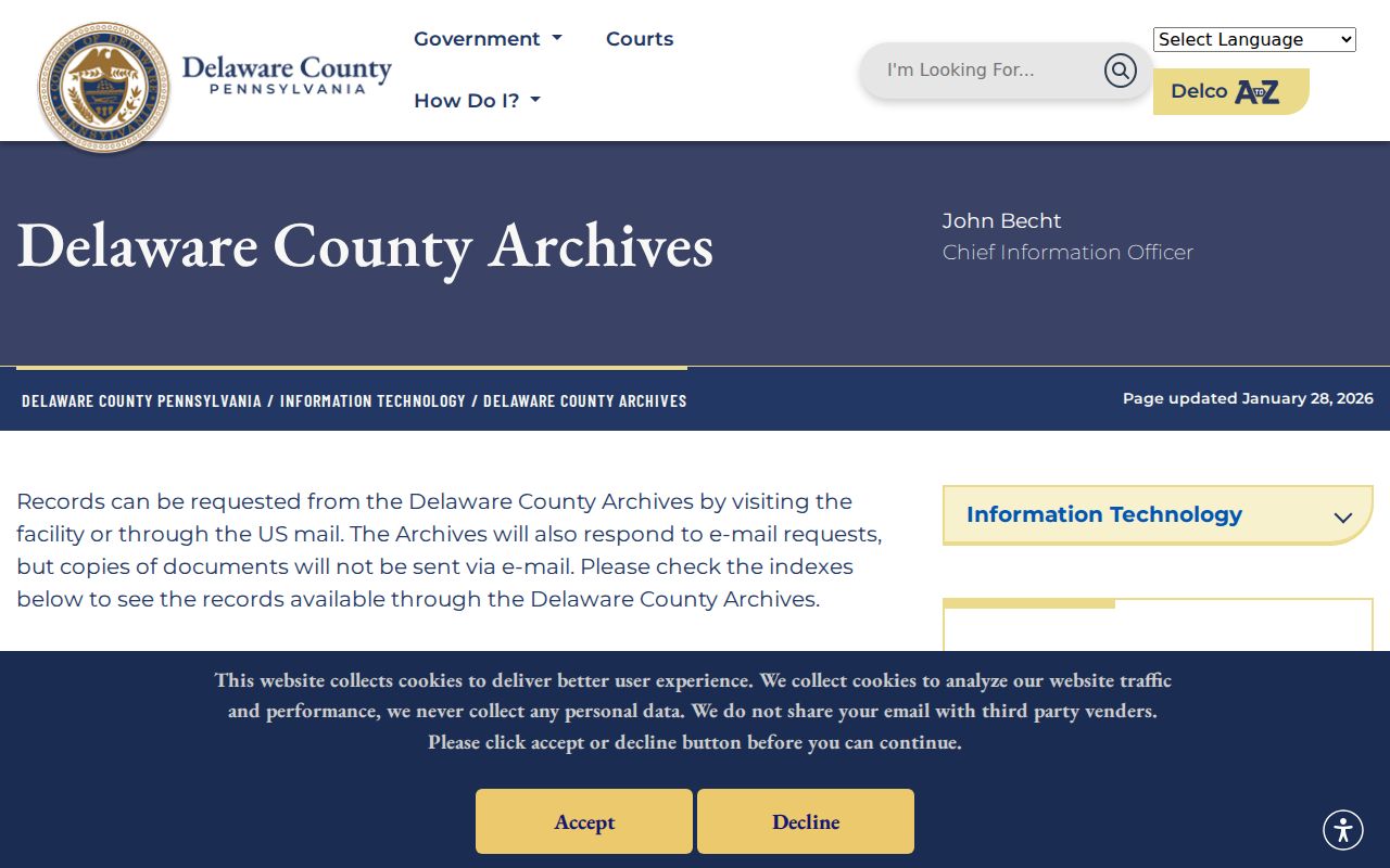Delaware County residents directory Archives indexes page
