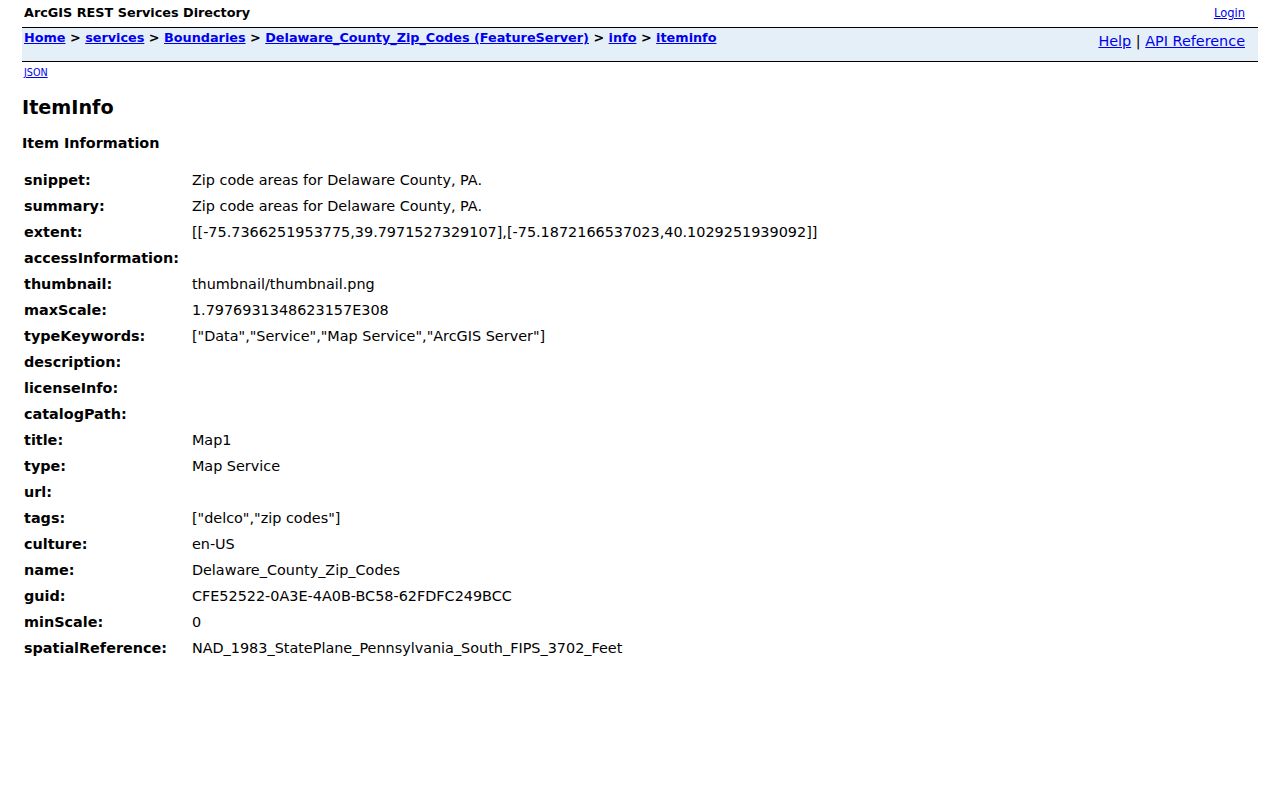 Delaware County ZIP GIS boundary dataset