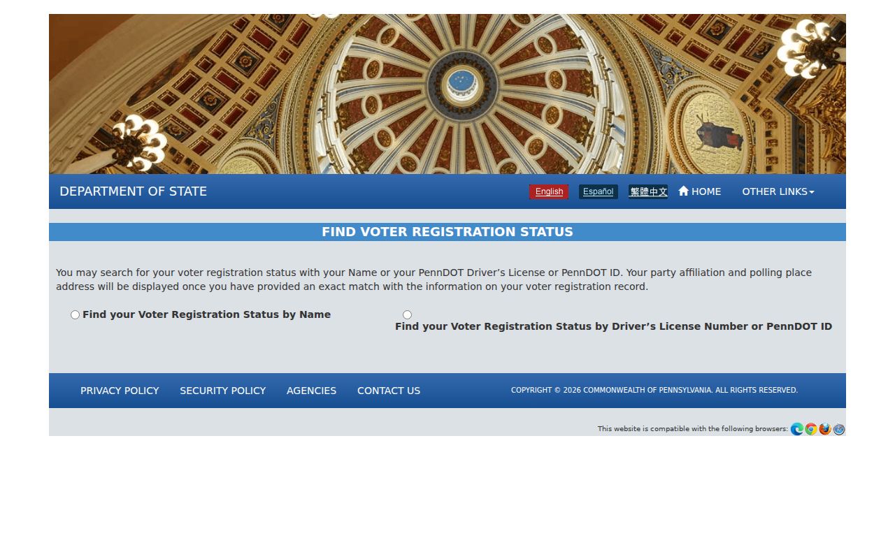 Delaware County resident lookup voter registration status form
